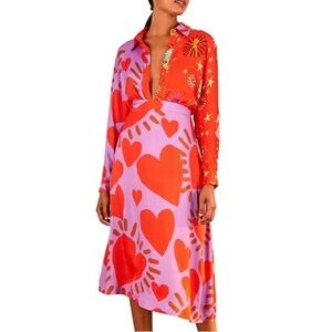 Farm Rio Wild Hearts midi skirt xl